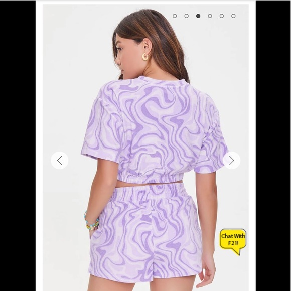 Forever21 Marble Print Crop Top & Short Set - Picture 3 of 4